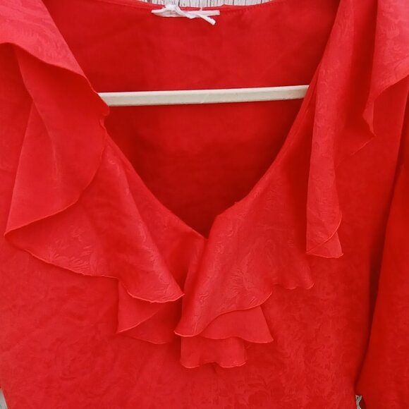 Vintage Red Flouncy Blouse - Picture 7 of 7